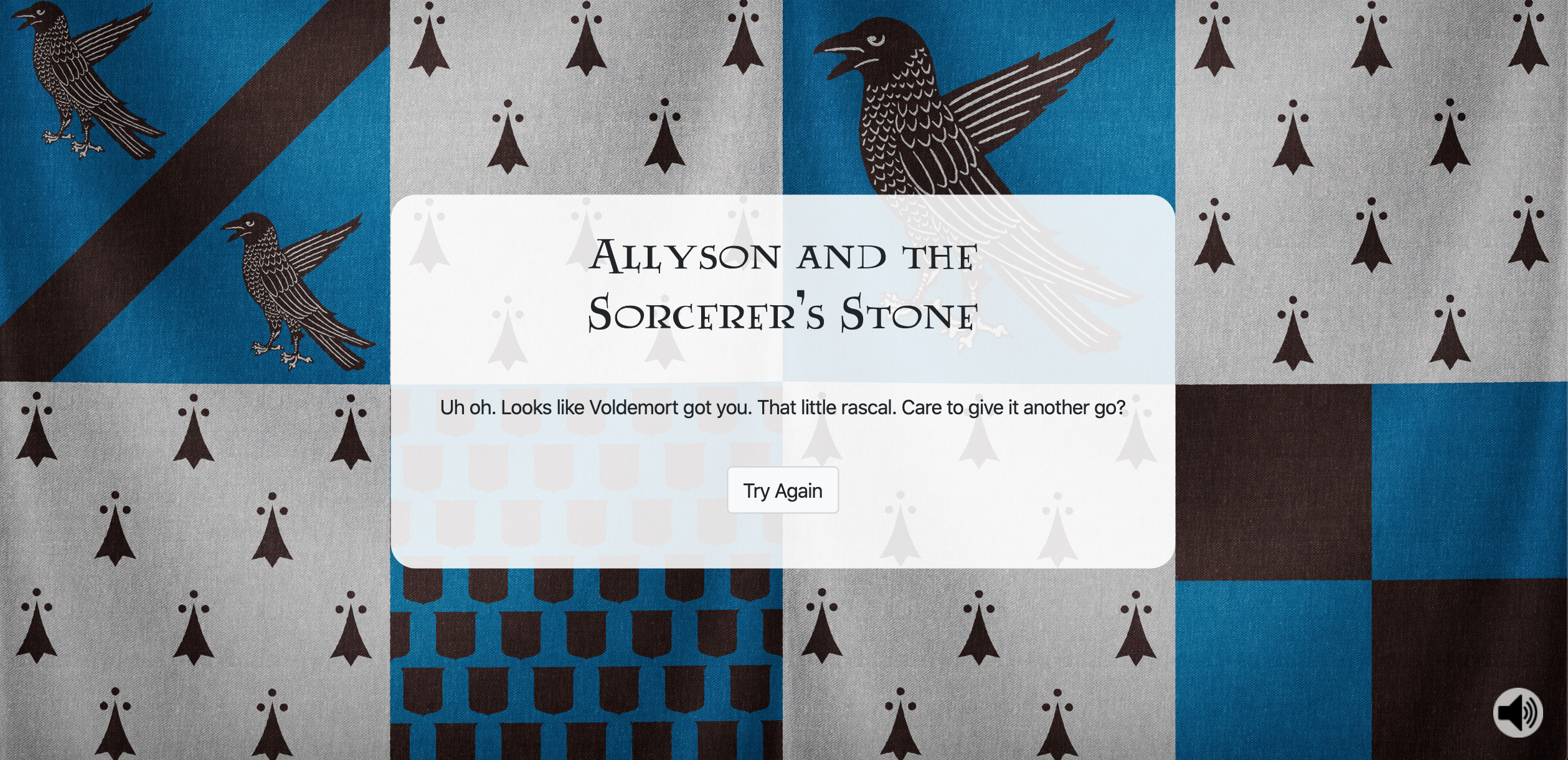 Harry Potter Trivia failed round card